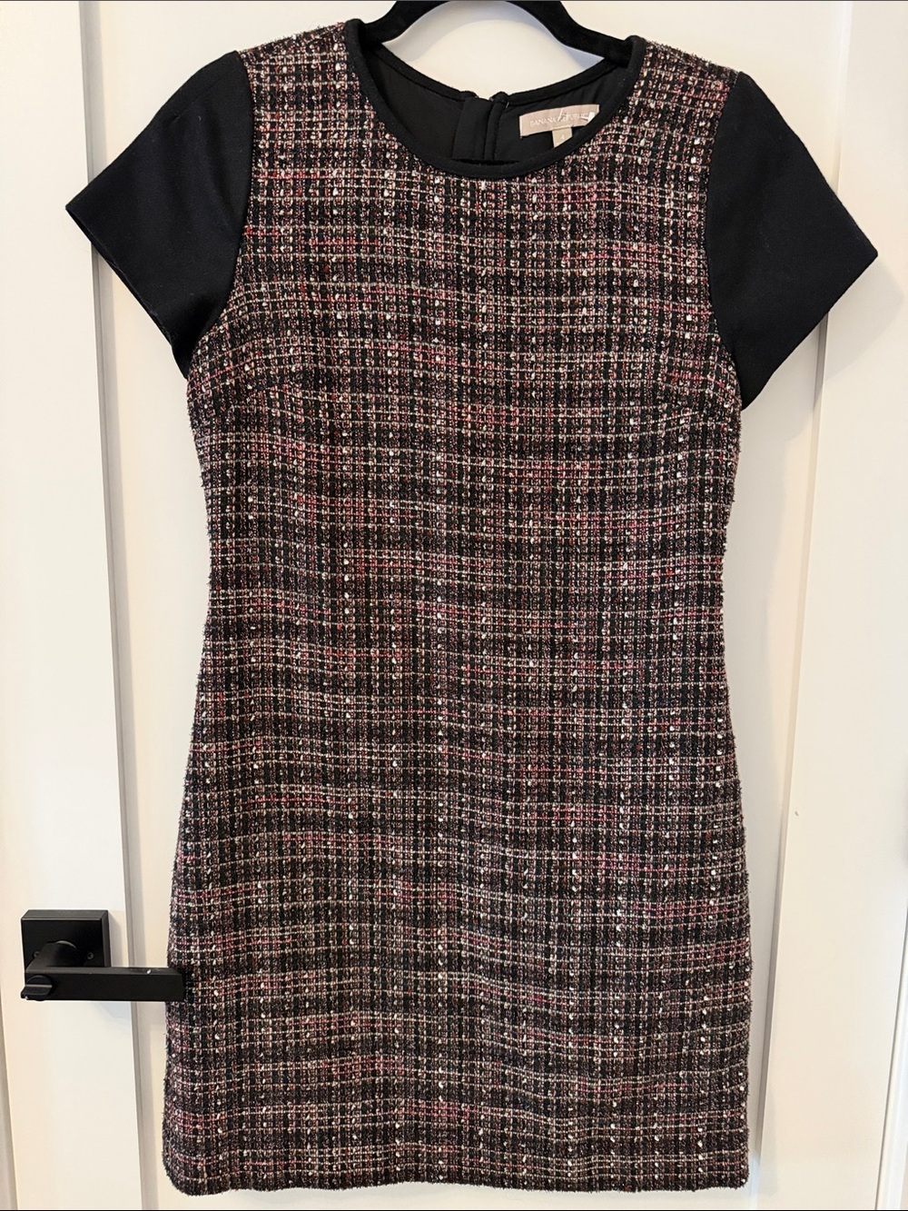 Banana Republic Black and Pink Tweed Sheath Dress